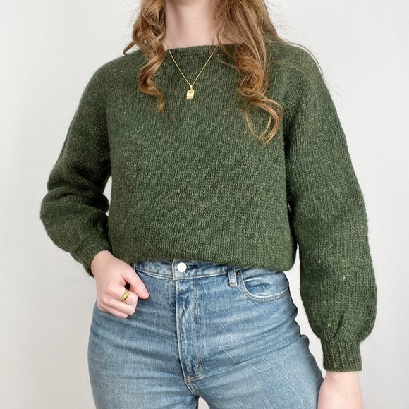Vintage Sweaters - Vintage Parisian Mohair Wool Knit Sweater Oversized Handmade Preppy Slouchy Cozy